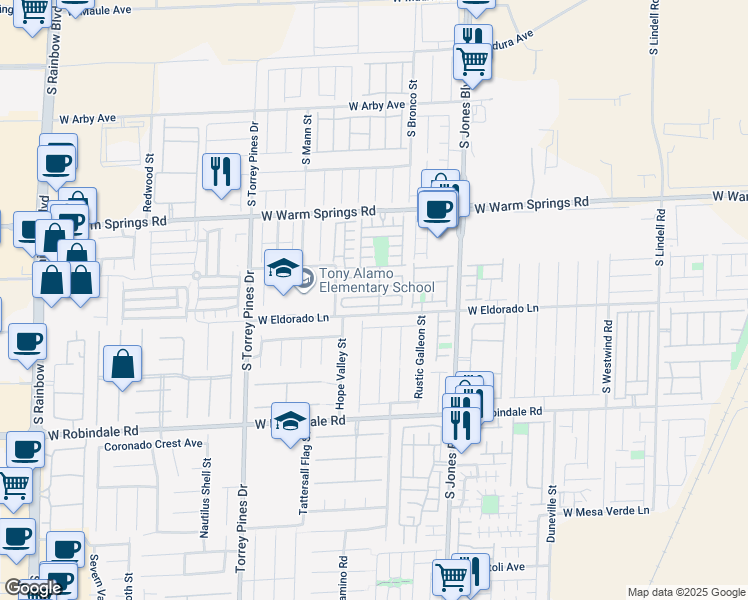 map of restaurants, bars, coffee shops, grocery stores, and more near 6259 Humus Avenue in Las Vegas