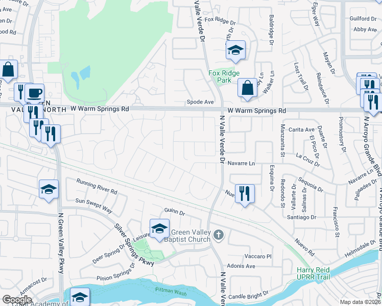 map of restaurants, bars, coffee shops, grocery stores, and more near 374 Peach Tree Drive in Henderson