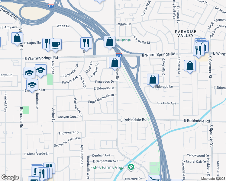 map of restaurants, bars, coffee shops, grocery stores, and more near 983 Pescados Drive in Las Vegas