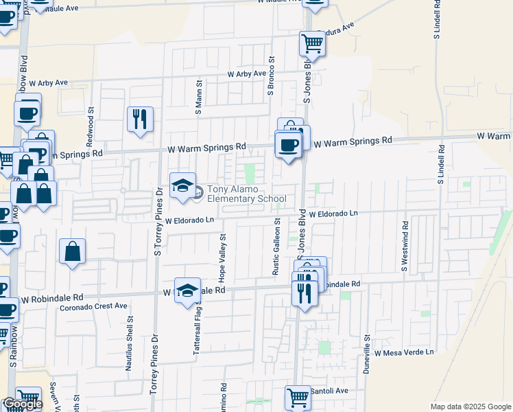 map of restaurants, bars, coffee shops, grocery stores, and more near 6251 Peneplain Avenue in Las Vegas