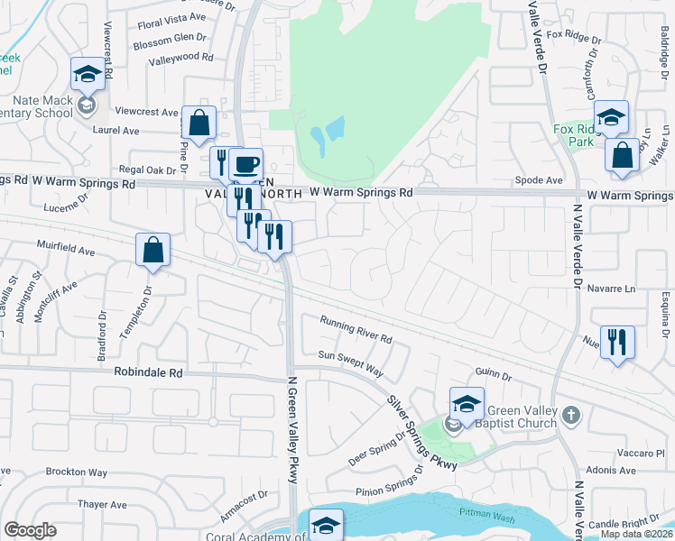 map of restaurants, bars, coffee shops, grocery stores, and more near 2060 Club Crest Way in Henderson