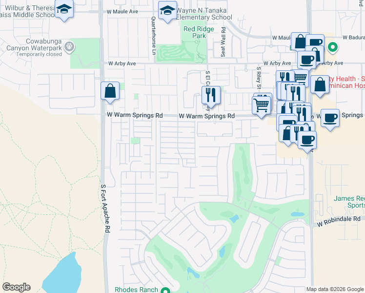 map of restaurants, bars, coffee shops, grocery stores, and more near 9106 Badby Avenue in Las Vegas