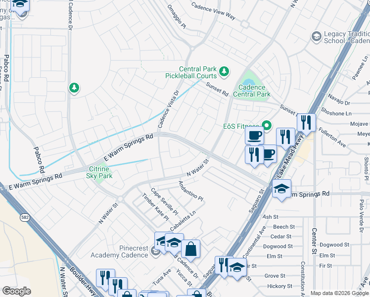 map of restaurants, bars, coffee shops, grocery stores, and more near 191 Cadenza Vista Place in Henderson
