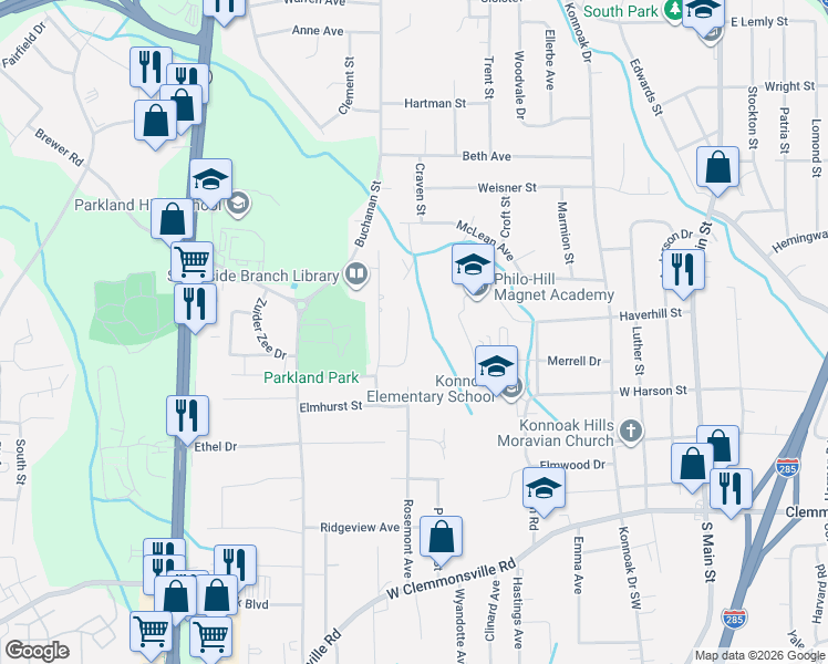 map of restaurants, bars, coffee shops, grocery stores, and more near 810 Brickwood Court in Winston-Salem