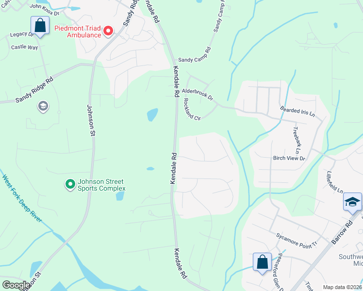 map of restaurants, bars, coffee shops, grocery stores, and more near 4500 Kendale Road in High Point