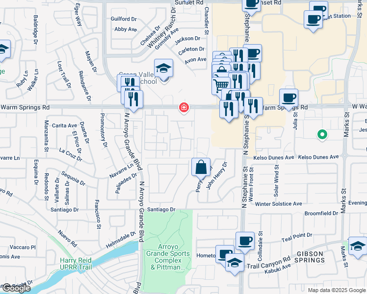 map of restaurants, bars, coffee shops, grocery stores, and more near 340 Manti Place in Henderson