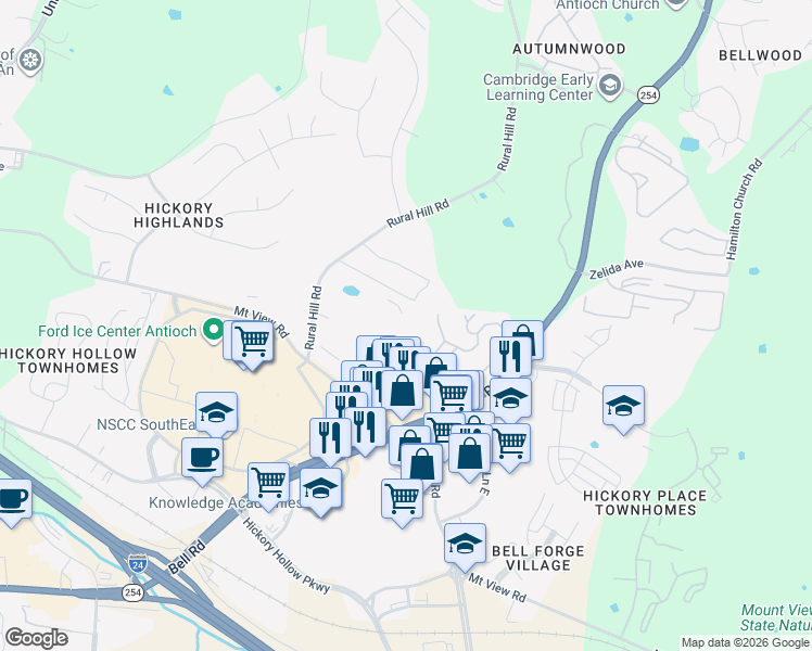 map of restaurants, bars, coffee shops, grocery stores, and more near 500 Hickory Hollow Terrace in Nashville