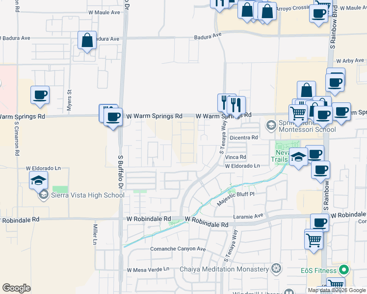 map of restaurants, bars, coffee shops, grocery stores, and more near 7420 Legacy Point Street in Las Vegas