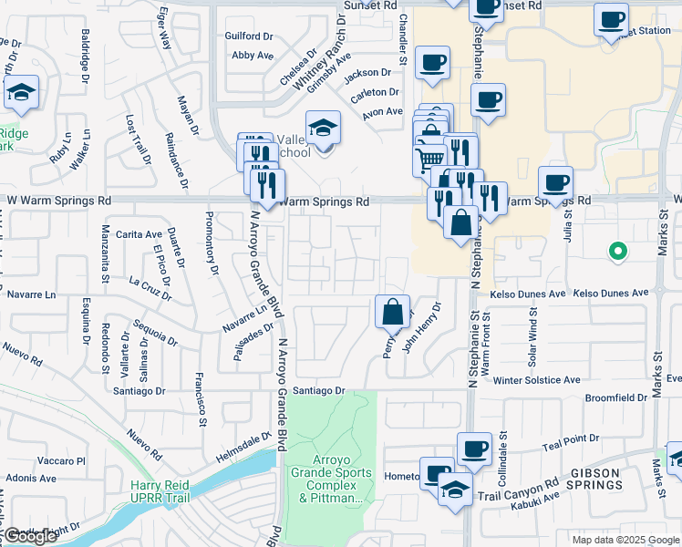 map of restaurants, bars, coffee shops, grocery stores, and more near 360 Sunward Drive in Henderson