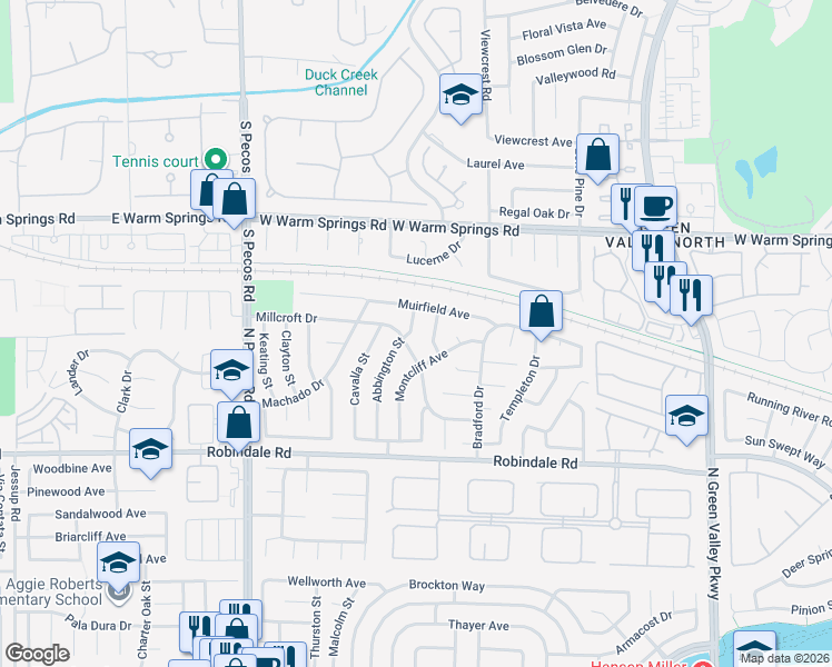 map of restaurants, bars, coffee shops, grocery stores, and more near 380 Abbington Street in Henderson