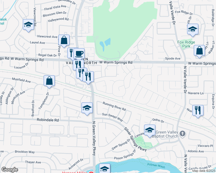 map of restaurants, bars, coffee shops, grocery stores, and more near 2062 Club Crest Way in Henderson