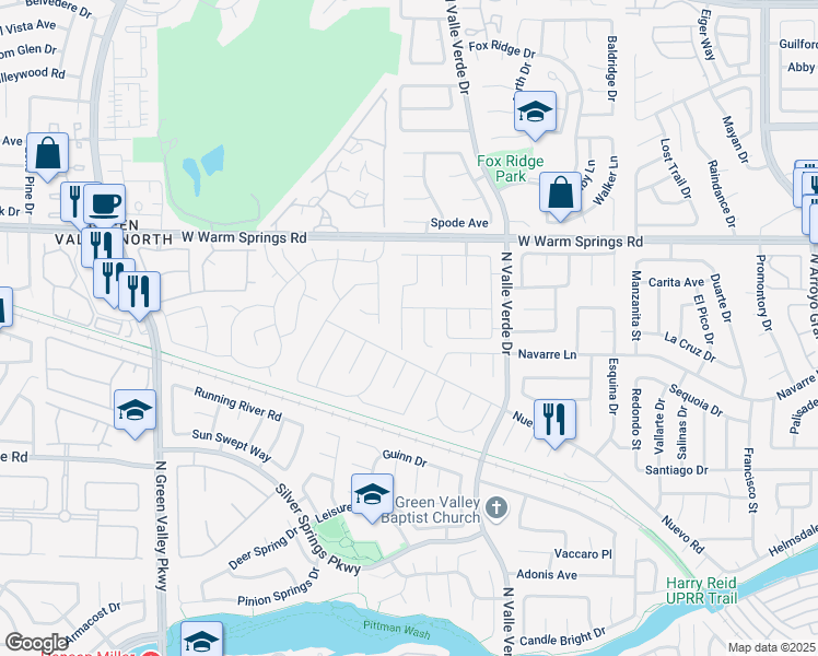 map of restaurants, bars, coffee shops, grocery stores, and more near 364 Rushing Creek Court in Henderson