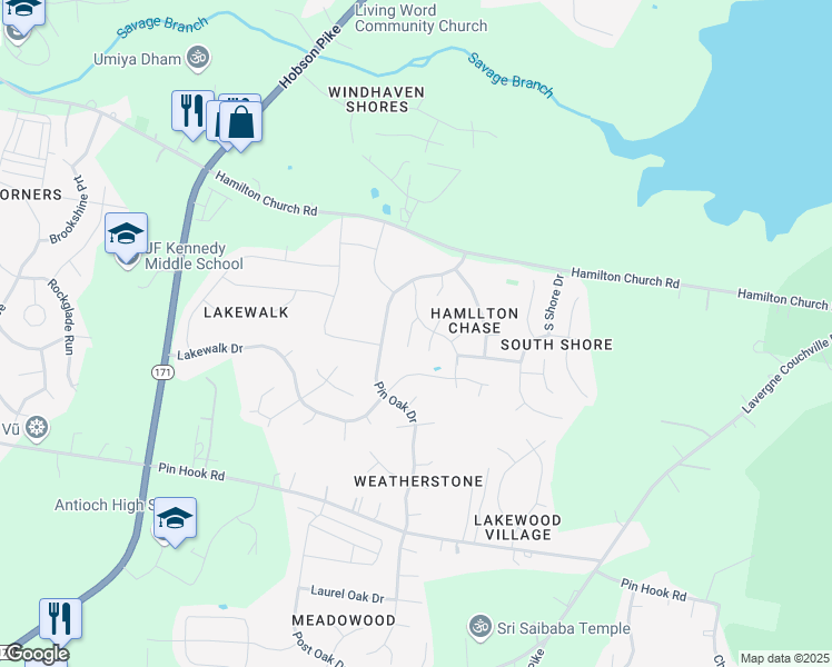 map of restaurants, bars, coffee shops, grocery stores, and more near 505 Aerie Landing in Nashville