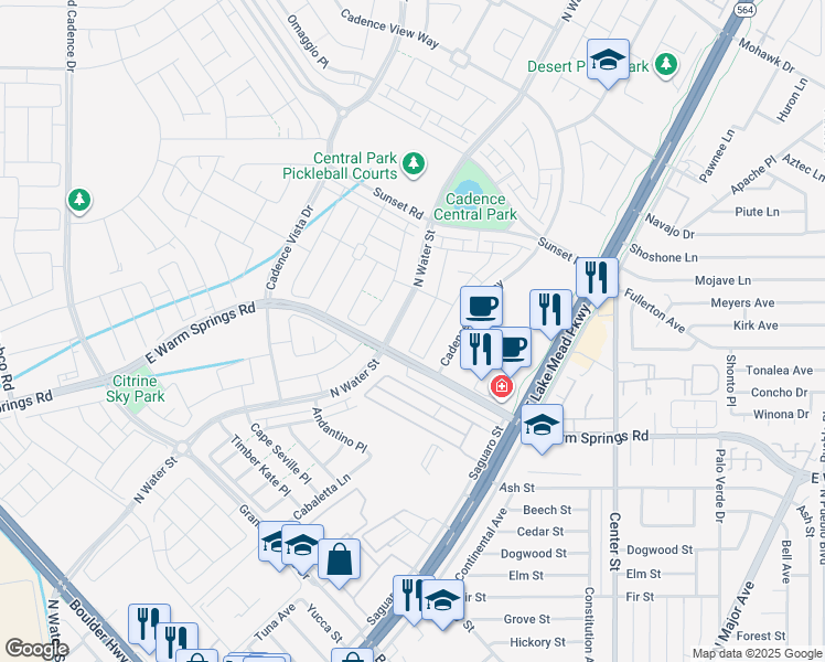 map of restaurants, bars, coffee shops, grocery stores, and more near 846 North Water Street in Henderson