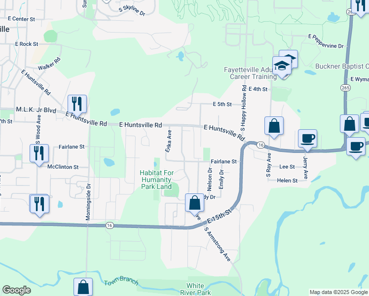 map of restaurants, bars, coffee shops, grocery stores, and more near 835 Curtis Avenue in Fayetteville