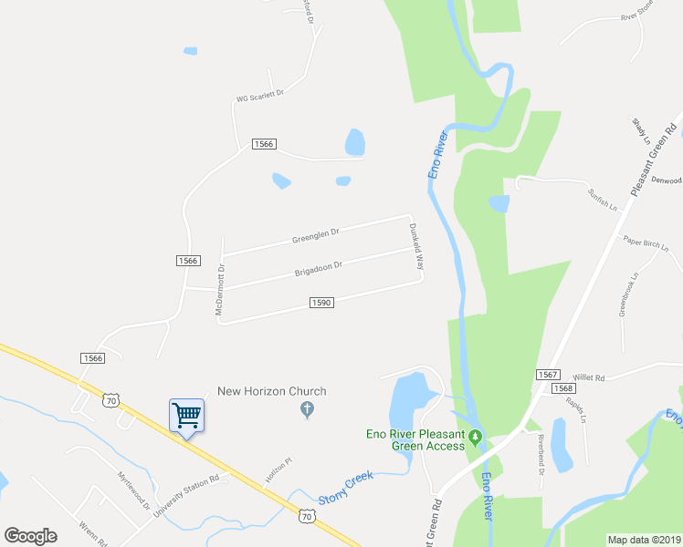 map of restaurants, bars, coffee shops, grocery stores, and more near 4617 Brigadoon Drive in Durham