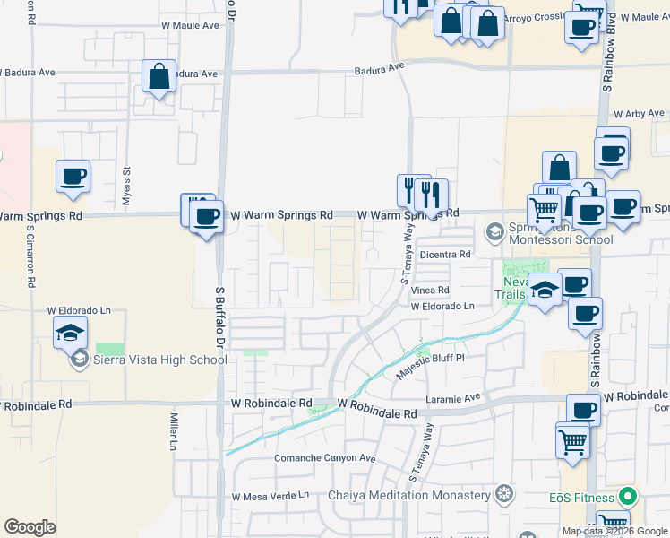 map of restaurants, bars, coffee shops, grocery stores, and more near 7412 Legacy Point Street in Las Vegas