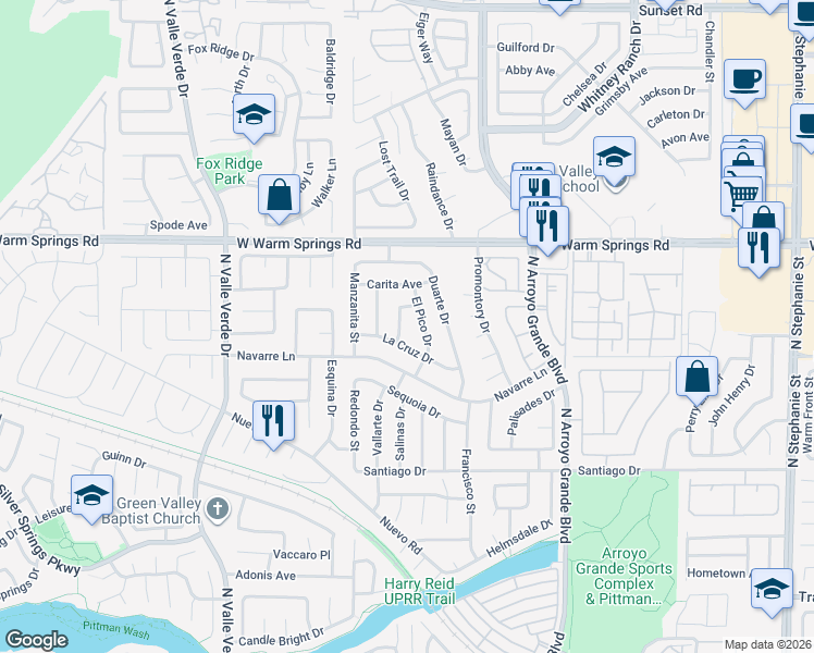 map of restaurants, bars, coffee shops, grocery stores, and more near 362 Cavos Way in Henderson