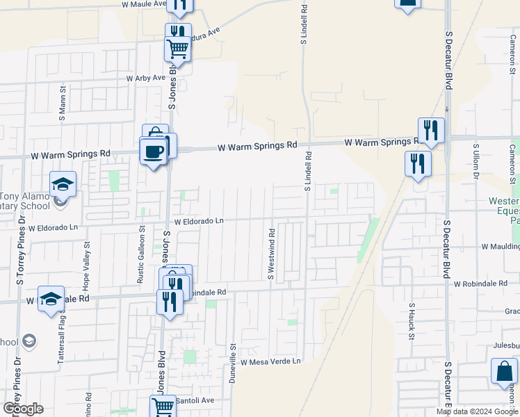 map of restaurants, bars, coffee shops, grocery stores, and more near 7471 Aurora Glow Street in Las Vegas