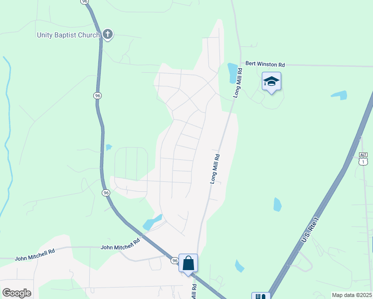 map of restaurants, bars, coffee shops, grocery stores, and more near 17 Laurel Lane in Youngsville