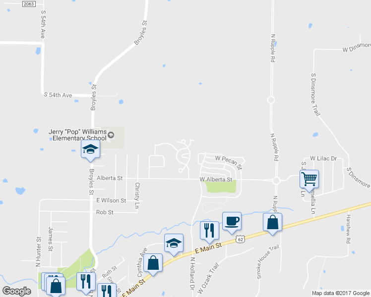 map of restaurants, bars, coffee shops, grocery stores, and more near 5061 Colfax Loop in Fayetteville