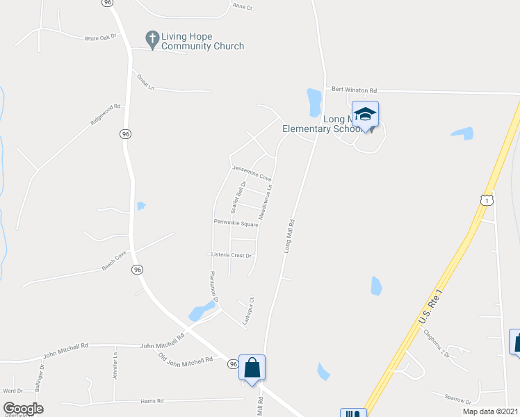 map of restaurants, bars, coffee shops, grocery stores, and more near 17 Laurel Lane in Youngsville