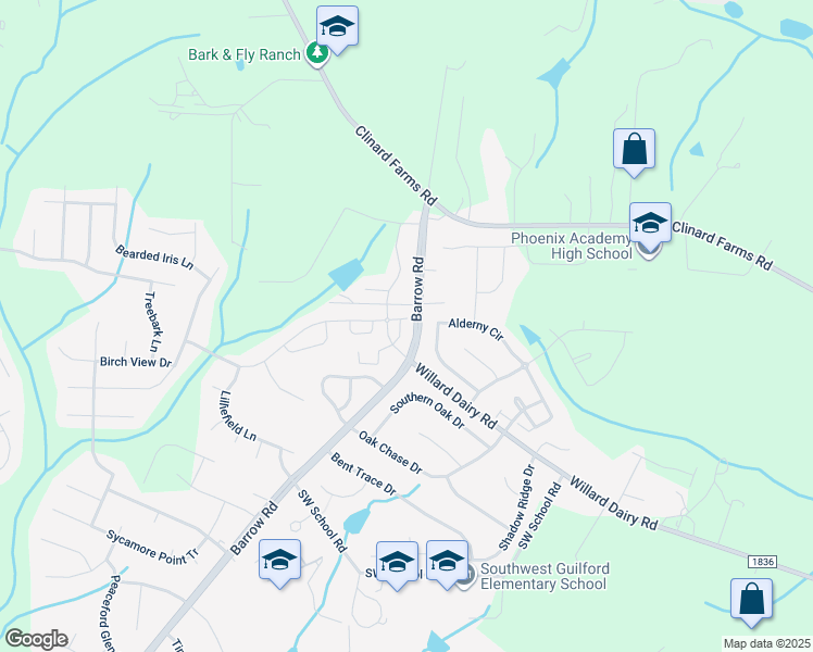 map of restaurants, bars, coffee shops, grocery stores, and more near 805 Piedmont Crossing Drive in High Point
