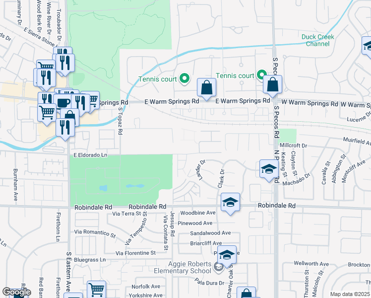 map of restaurants, bars, coffee shops, grocery stores, and more near 3120 East Eldorado Lane in Las Vegas