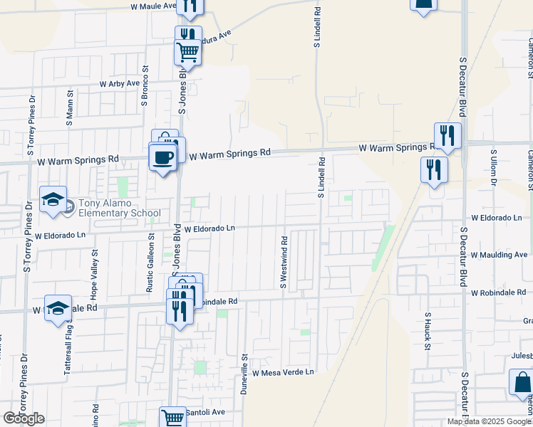 map of restaurants, bars, coffee shops, grocery stores, and more near 7466 Mission Palm Street in Las Vegas
