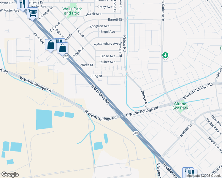 map of restaurants, bars, coffee shops, grocery stores, and more near 1032 North Boulder Highway in Henderson