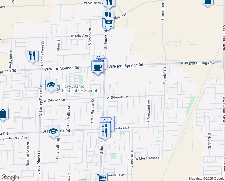 map of restaurants, bars, coffee shops, grocery stores, and more near 7463 Mountain Ledge Street in Las Vegas