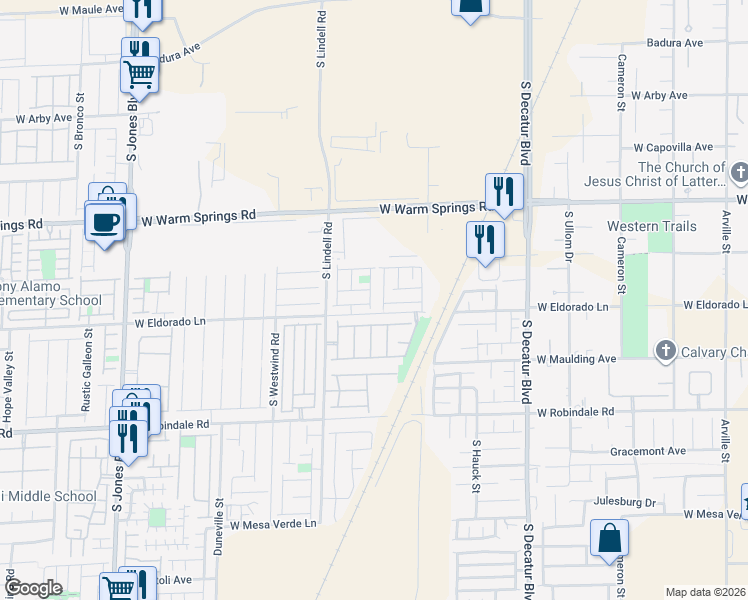 map of restaurants, bars, coffee shops, grocery stores, and more near 5399 West Hasley Canyon Avenue in Las Vegas