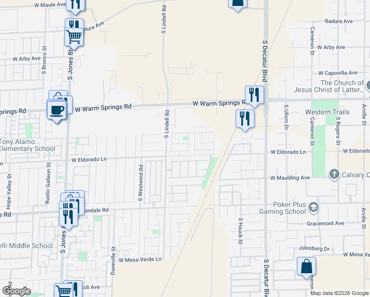 map of restaurants, bars, coffee shops, grocery stores, and more near 5388 Bella Ventana Avenue in Las Vegas