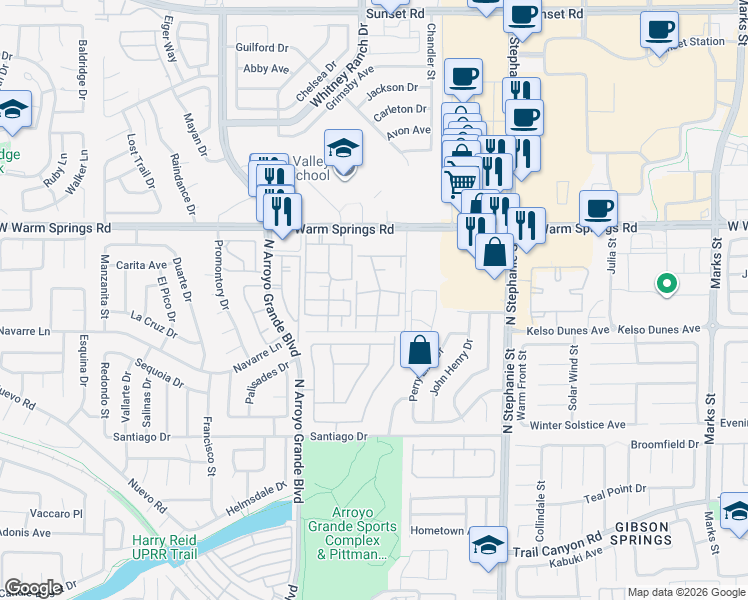 map of restaurants, bars, coffee shops, grocery stores, and more near 1522 Jenny Linn Drive in Henderson