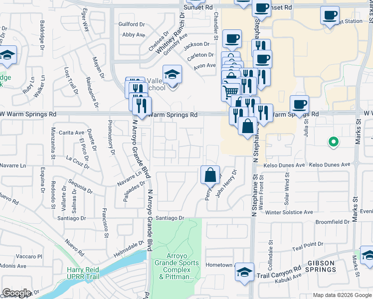 map of restaurants, bars, coffee shops, grocery stores, and more near 1522 Jenny Linn Drive in Henderson