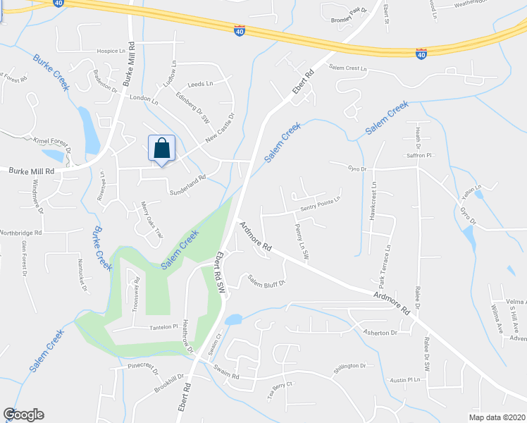 map of restaurants, bars, coffee shops, grocery stores, and more near 1905 Crest Bluff View Drive in Winston-Salem