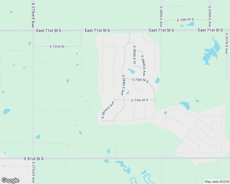 map of restaurants, bars, coffee shops, grocery stores, and more near 9498 South 284th East Avenue in Broken Arrow