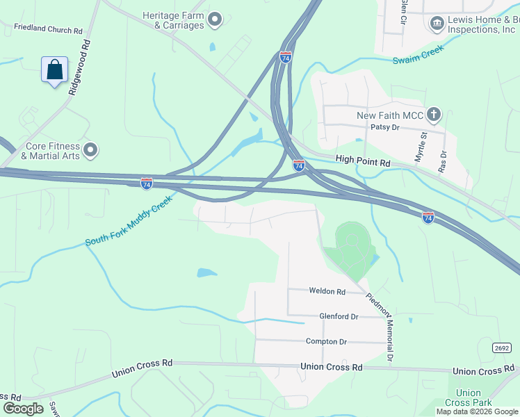 map of restaurants, bars, coffee shops, grocery stores, and more near 3510 Summertime Place in Winston-Salem