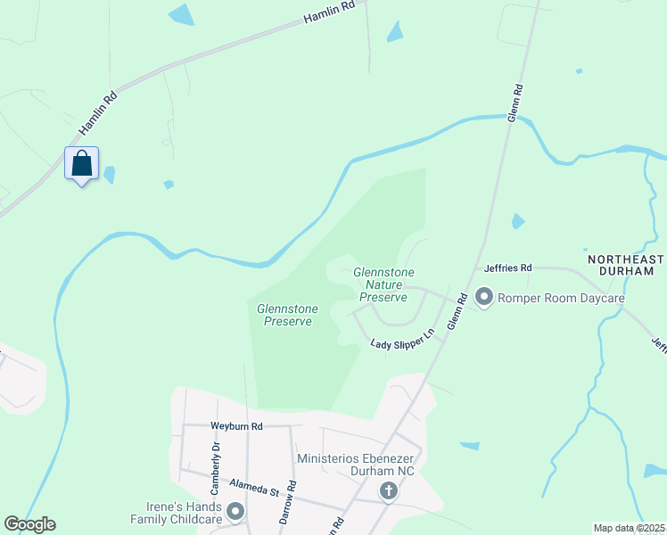map of restaurants, bars, coffee shops, grocery stores, and more near 4101 Amber Stone Way in Durham