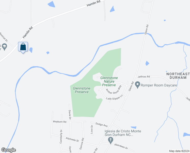 map of restaurants, bars, coffee shops, grocery stores, and more near 4101 Amber Stone Way in Durham