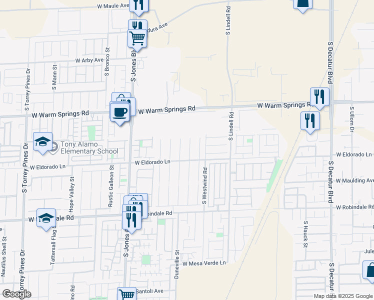 map of restaurants, bars, coffee shops, grocery stores, and more near 7461 Mission Palm Street in Las Vegas