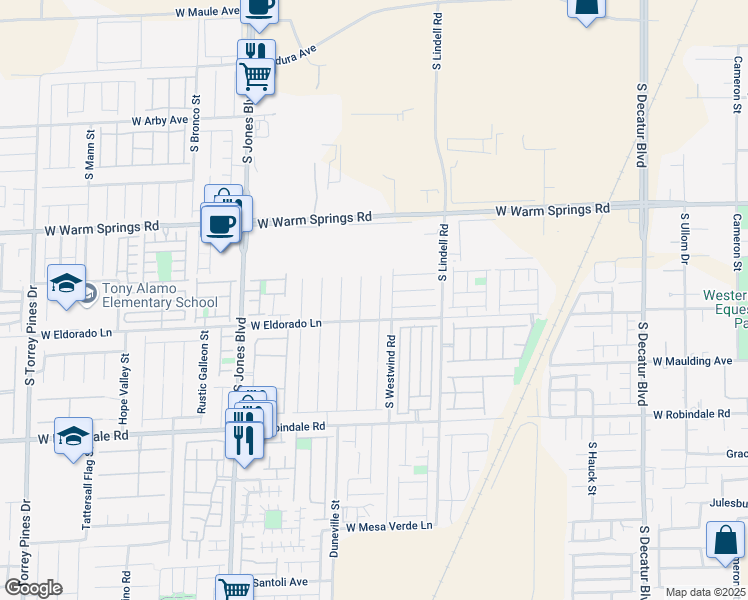 map of restaurants, bars, coffee shops, grocery stores, and more near 7459 Aurora Glow Street in Las Vegas