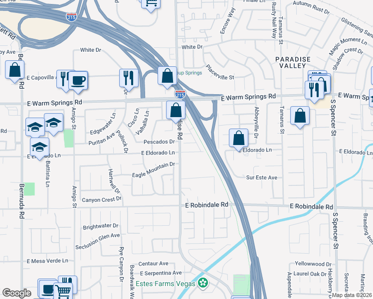 map of restaurants, bars, coffee shops, grocery stores, and more near 1039 Garnet Ridge Court in Las Vegas