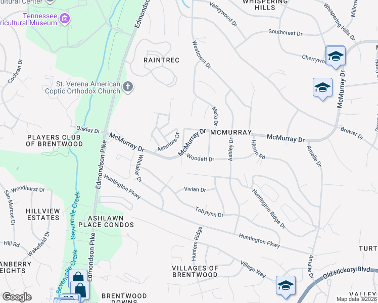 map of restaurants, bars, coffee shops, grocery stores, and more near 638 Woodett Drive in Nashville