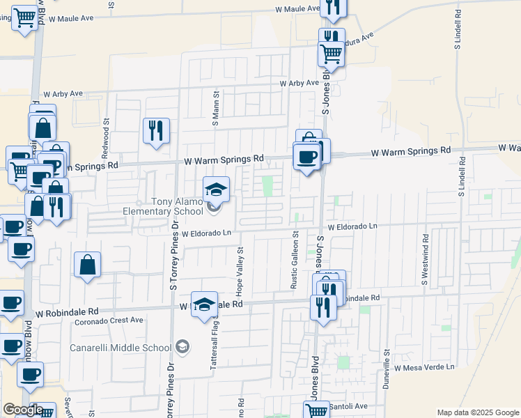 map of restaurants, bars, coffee shops, grocery stores, and more near 6268 Oread Avenue in Las Vegas