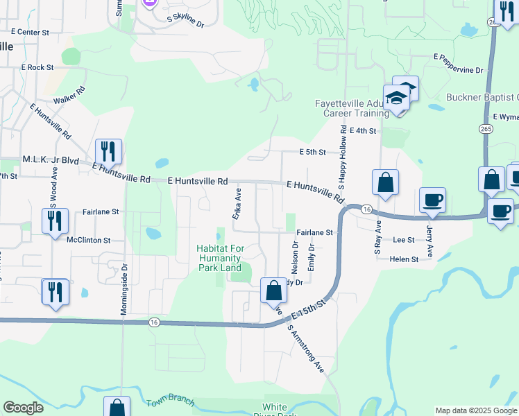 map of restaurants, bars, coffee shops, grocery stores, and more near 835 Curtis Avenue in Fayetteville