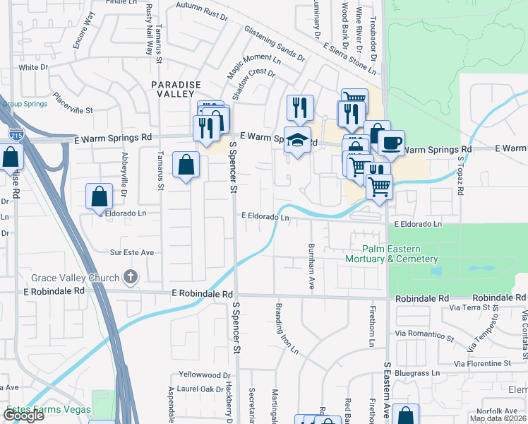 map of restaurants, bars, coffee shops, grocery stores, and more near 7498 Desert Wildflower Street in Las Vegas
