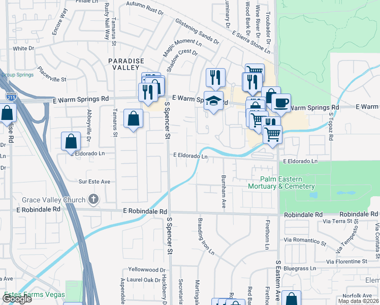 map of restaurants, bars, coffee shops, grocery stores, and more near 7498 Desert Wildflower Street in Las Vegas