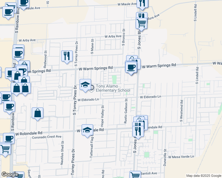 map of restaurants, bars, coffee shops, grocery stores, and more near 6268 Oread Avenue in Las Vegas