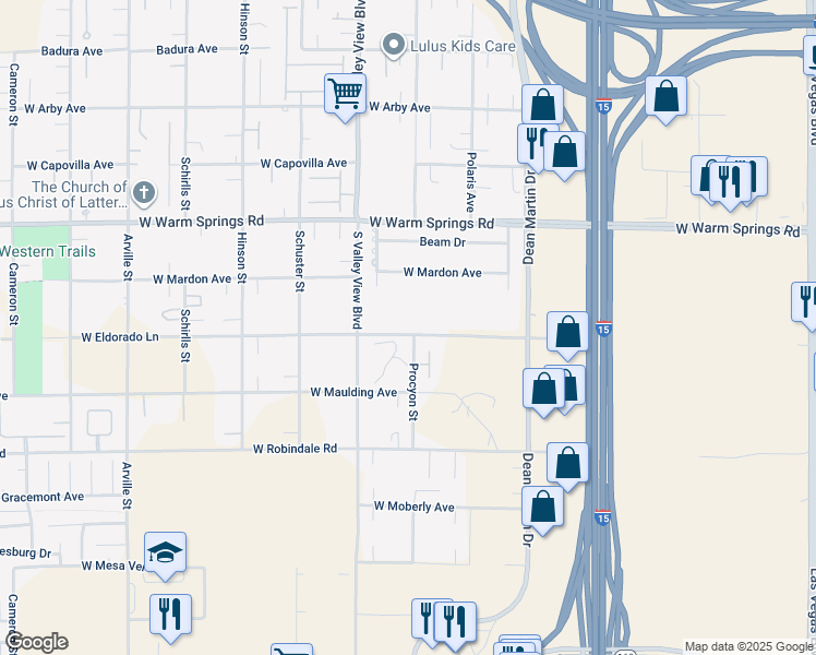 map of restaurants, bars, coffee shops, grocery stores, and more near in Las Vegas